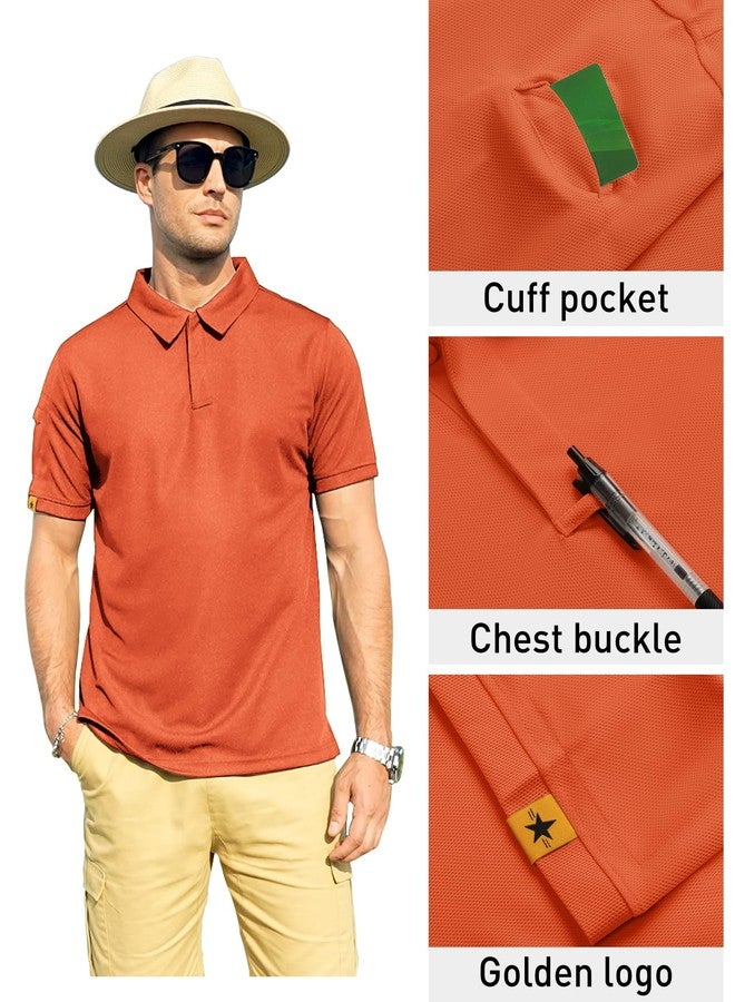 ZITY Mens Polo Shirt Short Sleeve Sports Tactical T-Shirt Athletic Golf Polos Daily Casual Stylish Collared Shirts for Men Orange XX-Large - Image 2